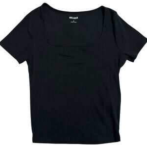 Hollister Women’s Small Black Crop Top Baby Tee Short Sleeve Cotton Blend